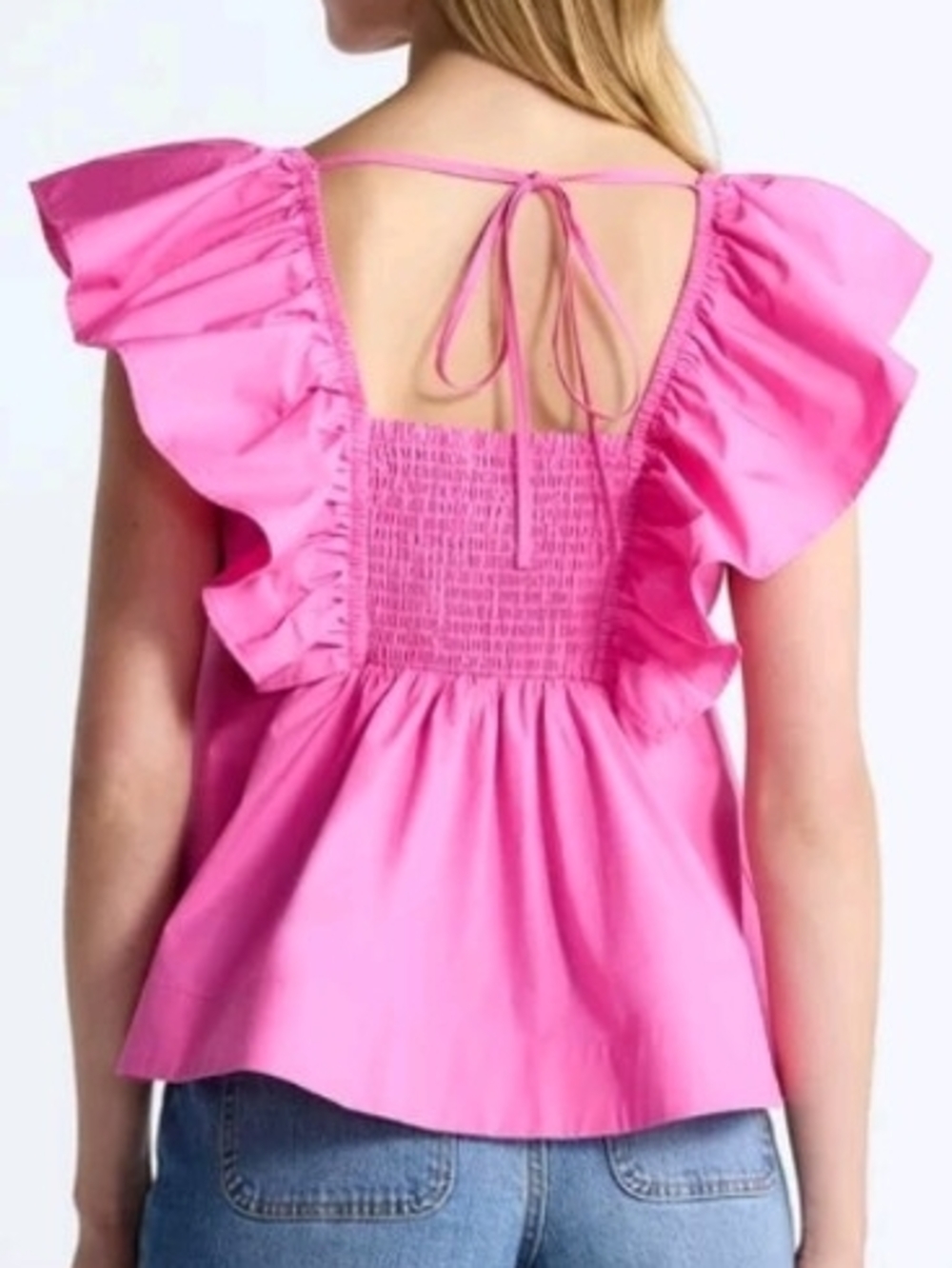 Free Assembly Pink Ruffle Sleeve Square Neck Top Size S (4-6) NWT - Picture 2 of 11